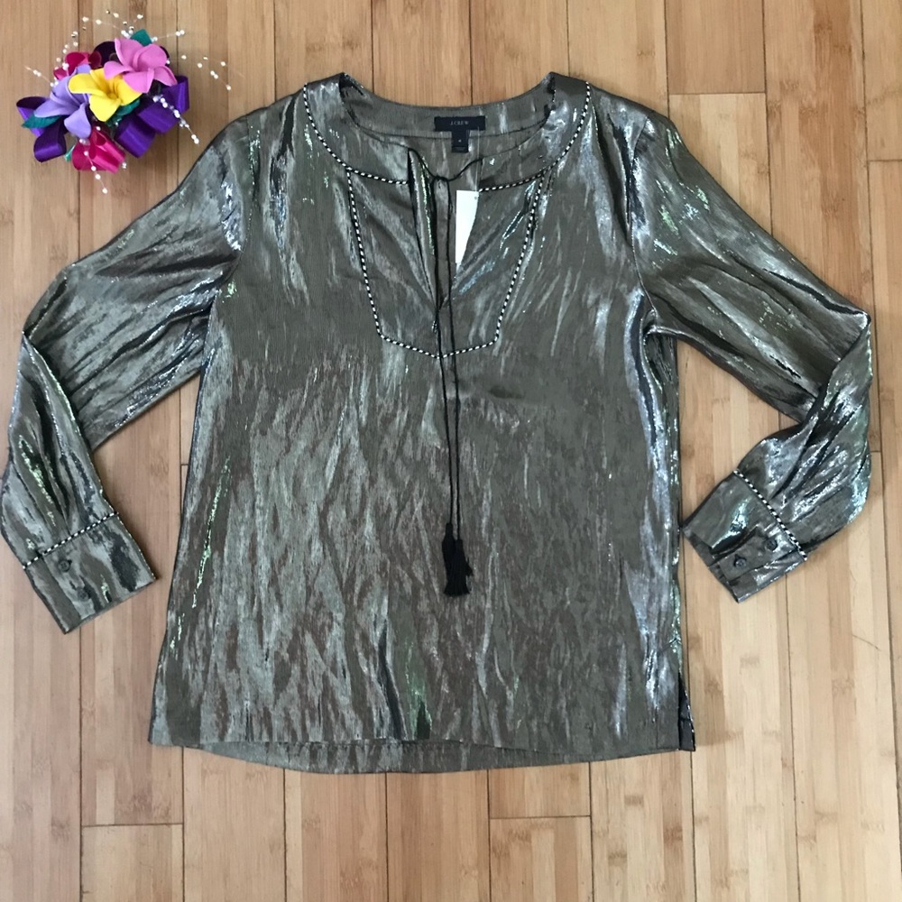 J. Crew Silk Metallic Top - Picture 3 of 8